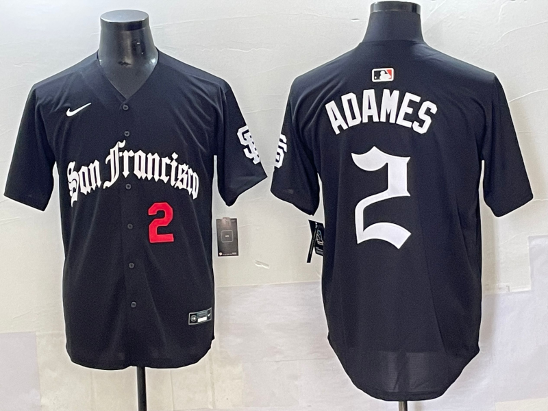 Men 2025 San Francisco Giants #2 Adames Black Five generations Joint Name Nike MLB Jersey style->los angeles dodgers->MLB Jersey